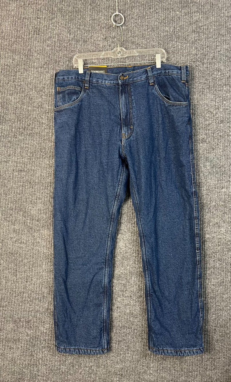 Berne Jeans Mens 40 Blue Medium Wash Fleece Lined 5 Pocket Cotton Work Wear